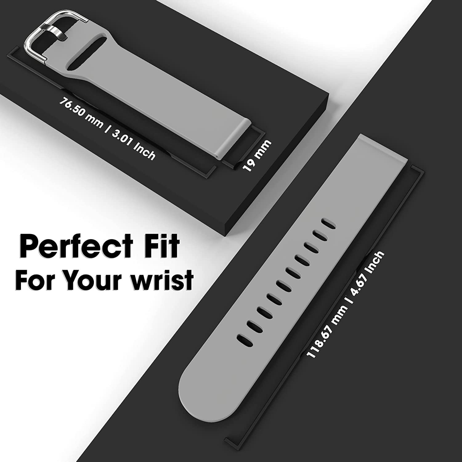 Silicone Mm Replacement Watch Strap With Metal Buckle Compatible With