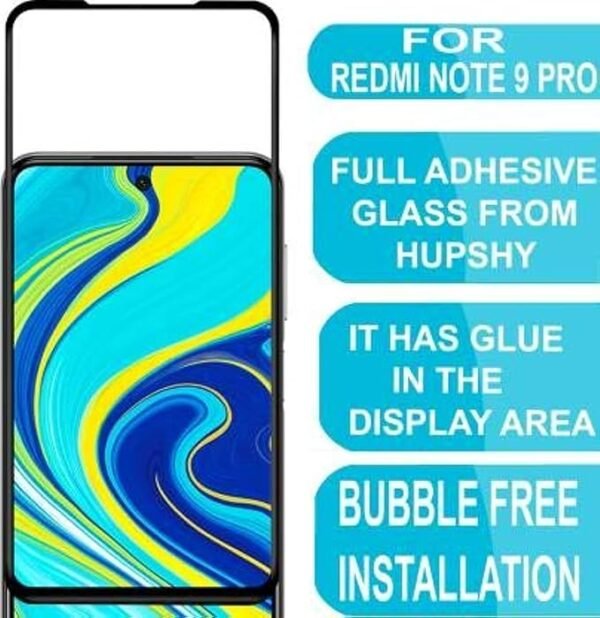 Bsoukmart Tempered Glass for Xiaomi Redmi Note 9 pro Original Screen Protector 5D Curved Pack of 1 Xiaomi Redmi Note 9 pro Screen Protector - Black - Image 2