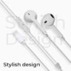 Bsoukmart Buds 30C Type- C in Ear Earphone with in-line MIC, Rich 14.2mm Driver, Volume Control, 1.2m Cable, Call Function (White) - Image 2