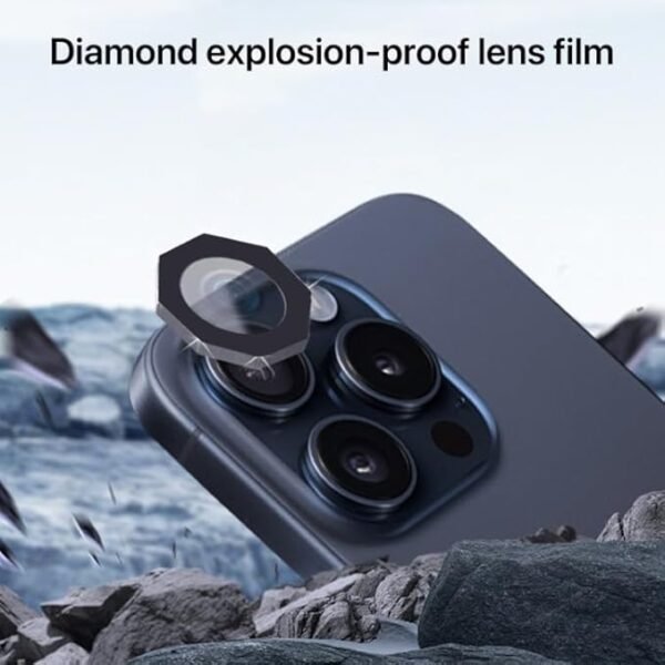 Bsoukmart Octagonal Aluminum Anti Scratch Metal Aluminum Alloy Camera Lens Compatible with Apple Iphone 13 Pro/13 Pro Max (Sierra Blue) - Image 6